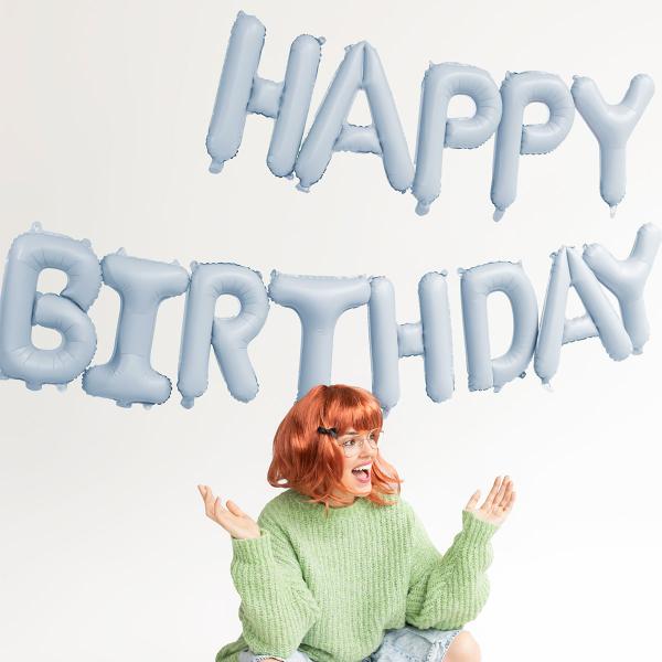 Happy Birthday Ballonguirlande Blå