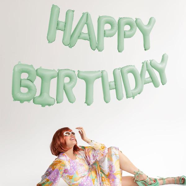 Happy Birthday Ballonguirlande Grøn