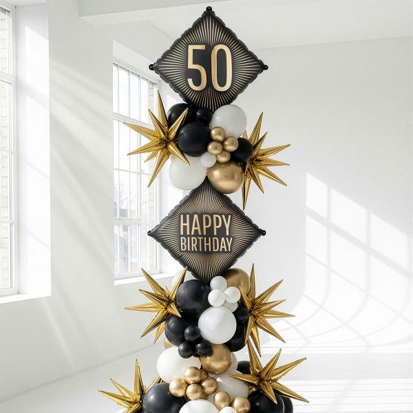 Folieballon 50 Sort/Guld 46 cm