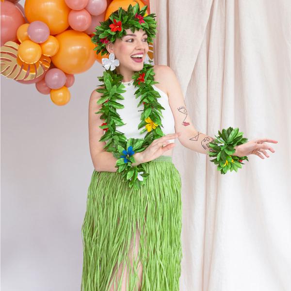 Grøn Hawaii Hula Nederdel 77 cm