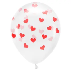 Transparent Balloner med Røde Hjerter