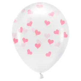 Transparent Balloner med Pink Hjerter