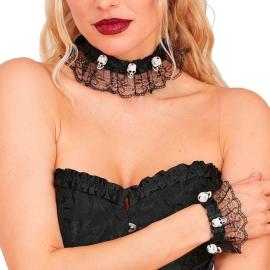 Choker og Armb&aring;nd med D&oslash;dningehoveder Sort