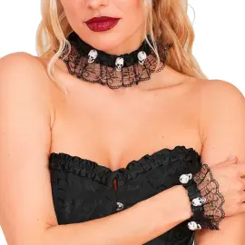 Choker og Armb&aring;nd med D&oslash;dningehoveder Sort
