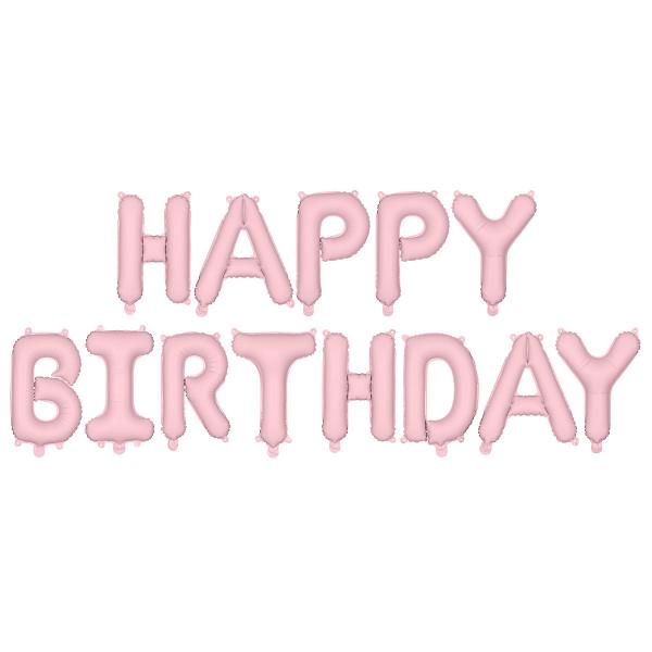 Happy Birthday Ballonguirlande Lyserød
