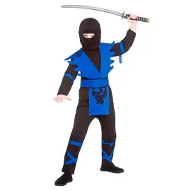 Ninjakostume Sort & Blå Børn Medium
