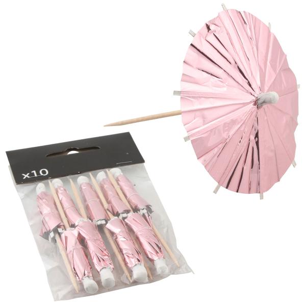 Partyparasol Metallic Lyserøde 10-pak