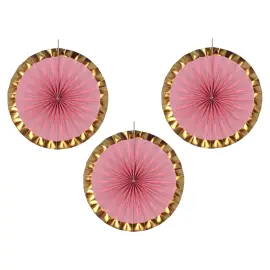 H&aelig;ngende Dekorative Rosetter Pink og Guld