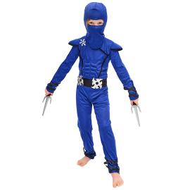 NInja Warrior Blå Kostume Børn 116-128 cm