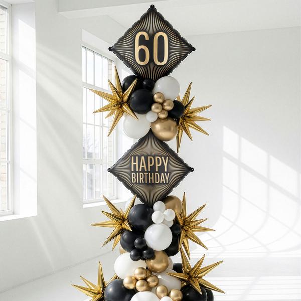 Folieballon 60 Sort/Guld 46 cm