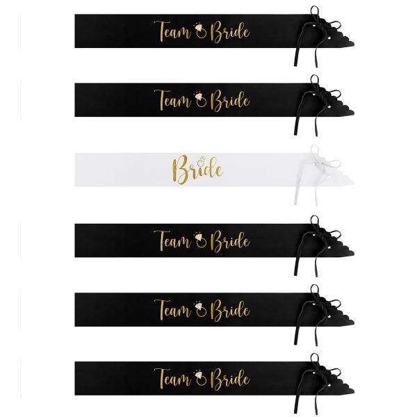 Ordensbånd Bride & Team Bride Sort/Hvid 6-pak