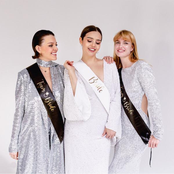 Ordensbånd Bride & Team Bride Sort/Hvid 6-pak