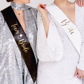 Ordensb&aring;nd Bride & Team Bride Sort/Hvid 6-pak