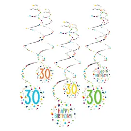 Hængende Swirls 30 år Confetti Birthday