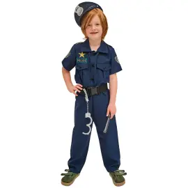 Politi M&oslash;rkebl&aring; Kostume B&oslash;rn