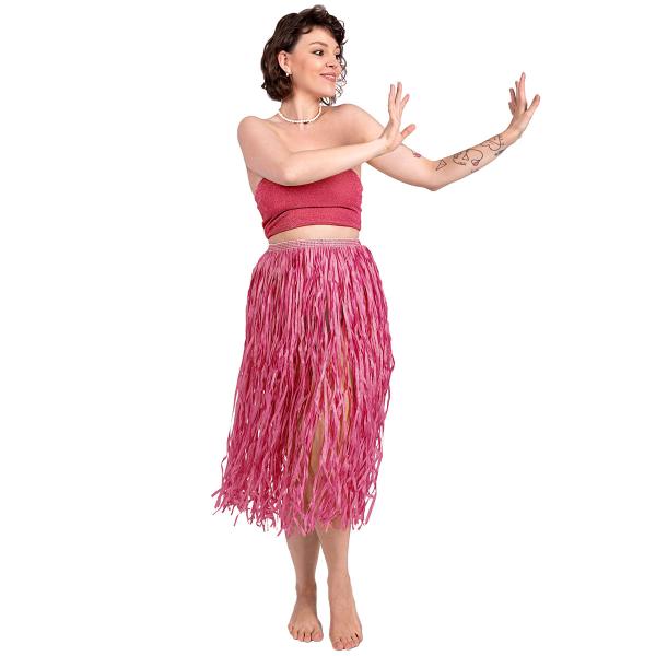 Lyserød Hawaii Hula Nederdel 77 cm