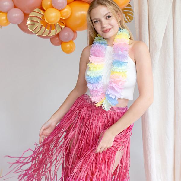 Lyserød Hawaii Hula Nederdel 77 cm