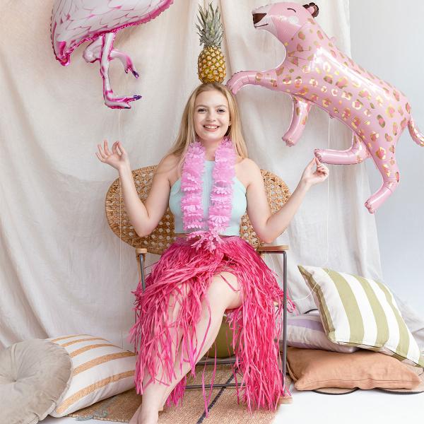 Lyserød Hawaii Hula Nederdel 77 cm