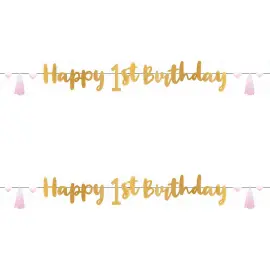 Happy 1st Birthday Guirlande Pink