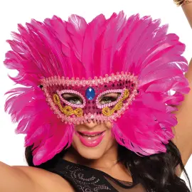 Lyser&oslash;d Maske med Fjer