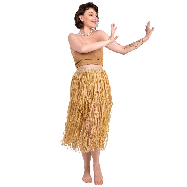 Halmfarvet Hawaii Hula Nederdel 77 cm