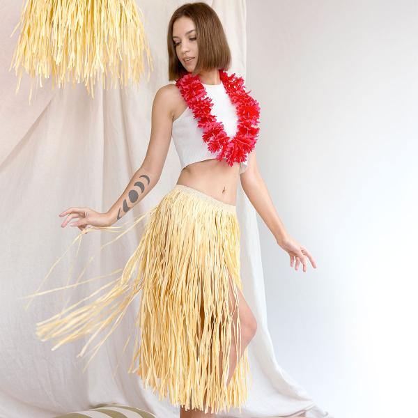 Halmfarvet Hawaii Hula Nederdel 77 cm