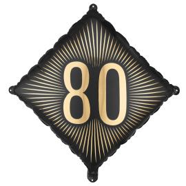 Folieballon 80 Sort/Guld 46 cm