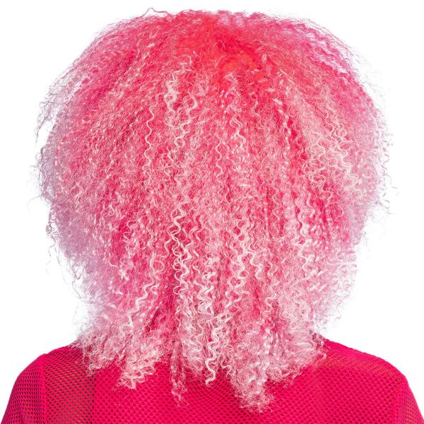 Krøllet Paryk Neonlyserød