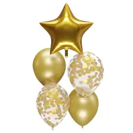 Ballonsæt Guld/Gennemsigtig 5-pak