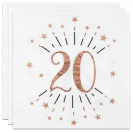 Servietter 20 År Birthday Party Rosaguld
