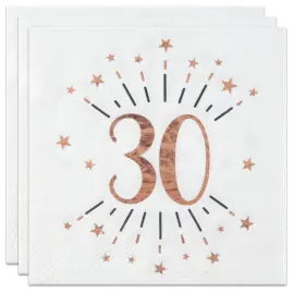 Servietter 30 &Aring;r Birthday Party Rosaguld