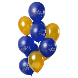 Happy Birthday Balloner Mørkeblå & Guld