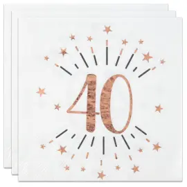 Servietter 40 &Aring;r Birthday Party Rosaguld