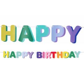 Bogstavguirlande Happy Birthday Flerfarvet 1,7 m
