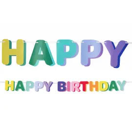 Bogstavguirlande Happy Birthday Flerfarvet 1,7 m