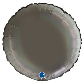 Rund Folieballon Holografisk Platinumum Grå
