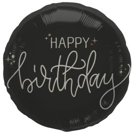 Rund Folieballon Happy Birthday Sort