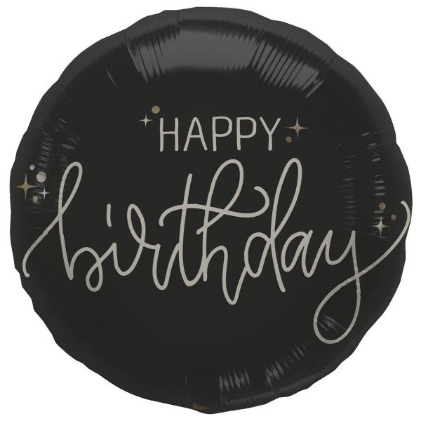 Rund Folieballon Happy Birthday Sort