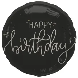 Rund Folieballon Happy Birthday Sort