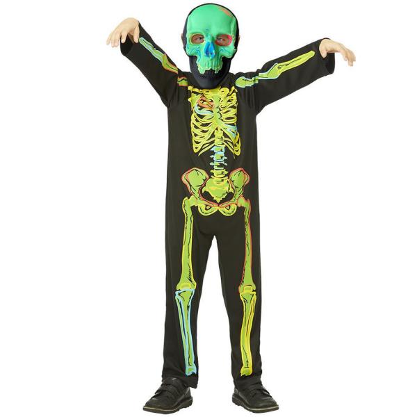 Selvlysende Skeletkostume Grøn Børn
