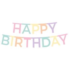 Happy Birthday Bogstavsguirlande Lys Pastel