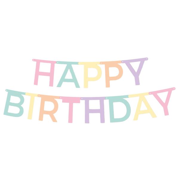 Happy Birthday Bogstavsguirlande Lys Pastel