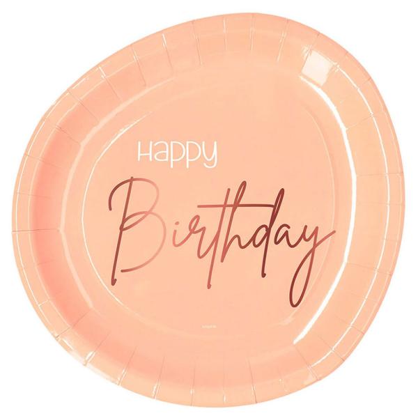 Happy Birthday Tallerken Lyserød