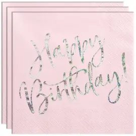 Happy Birthday Servietter Lyserøde