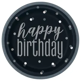 Happy Birthday Tallerkener Sort & Grå