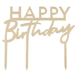 Happy Birthday Kagepynt Guld
