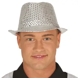 Gangsterhat med Pailletter Sølv