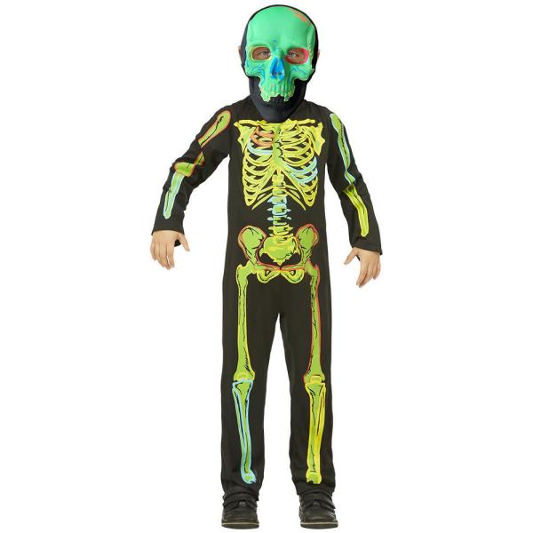 Selvlysende Skeletkostume Grøn Børn