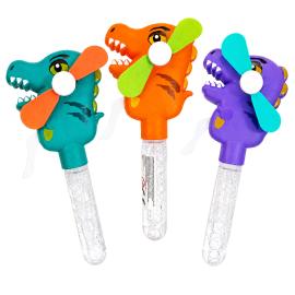 Dinosaur H&aring;nddrevet Vifte med 35 ml S&aelig;bebobler 20 cm
