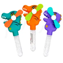 Dinosaur H&aring;nddrevet Vifte med 35 ml S&aelig;bebobler 20 cm